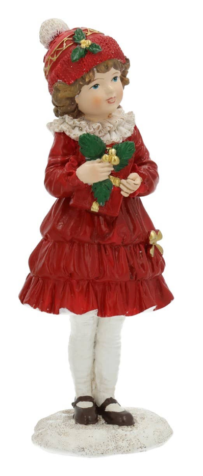 Figura de niña de poliéster roja, doble (An/Al/F) 6x17x5cm