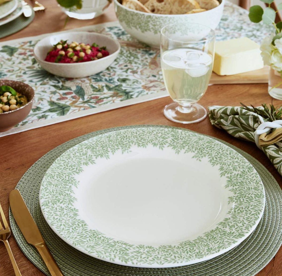 Plato llano diseño hojas William Morris