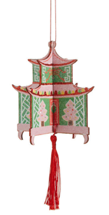 Adornos de árbol pagodas con borla en cartón