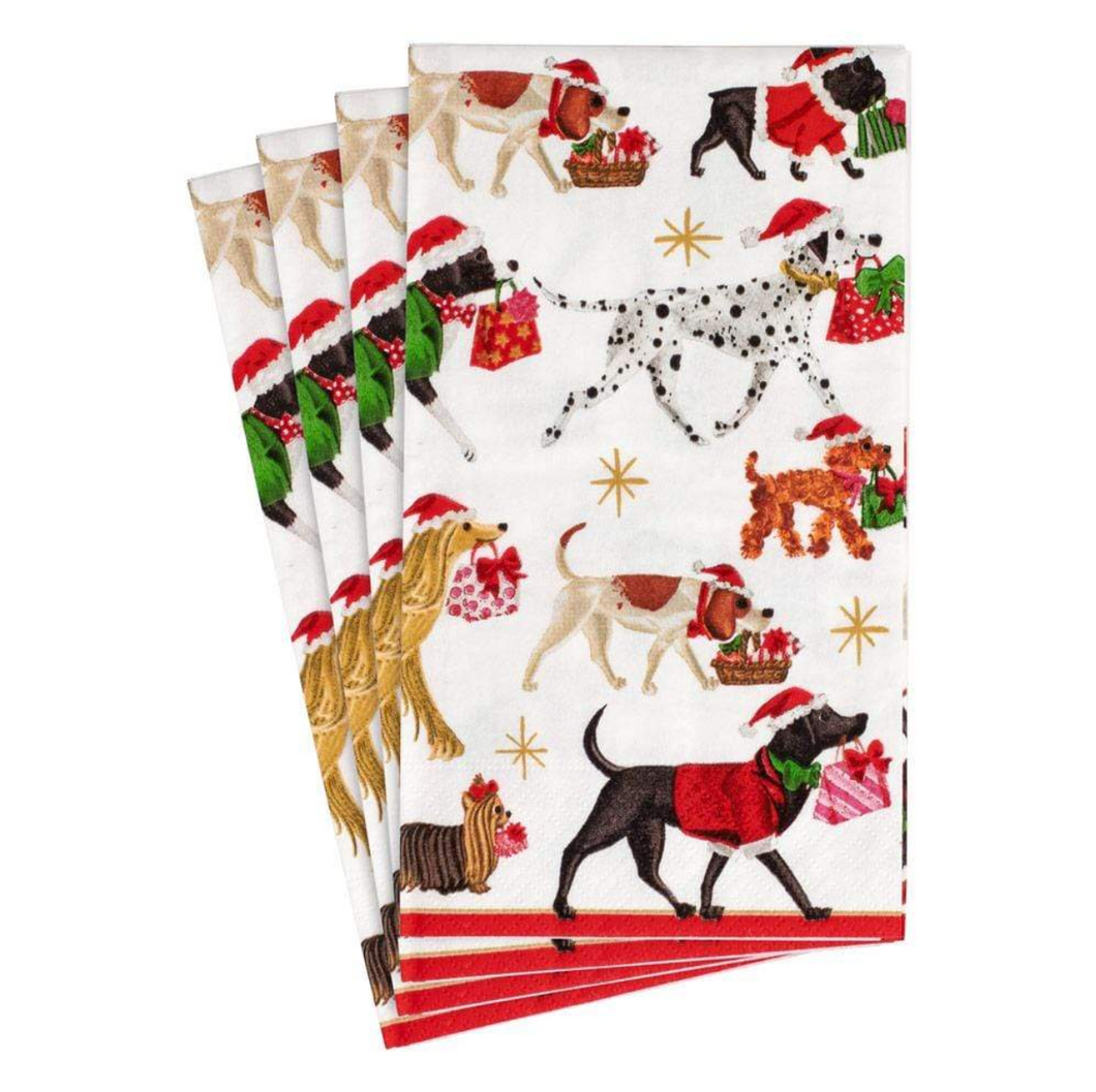 Servilletas de papel alargadas diseño perros de Navidad