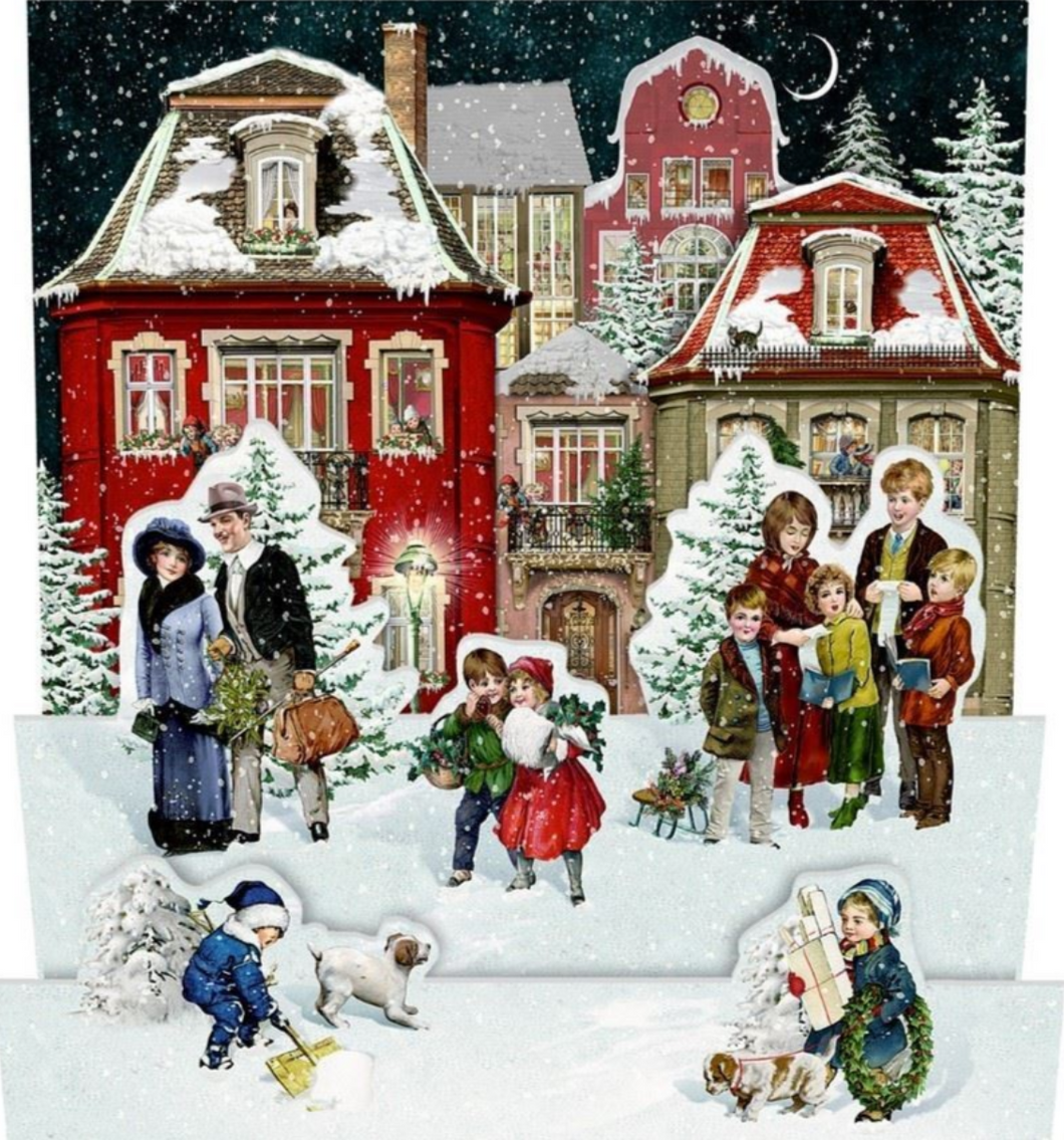 Tarjeta postal y calendario de Adviento Contorneado 3D 