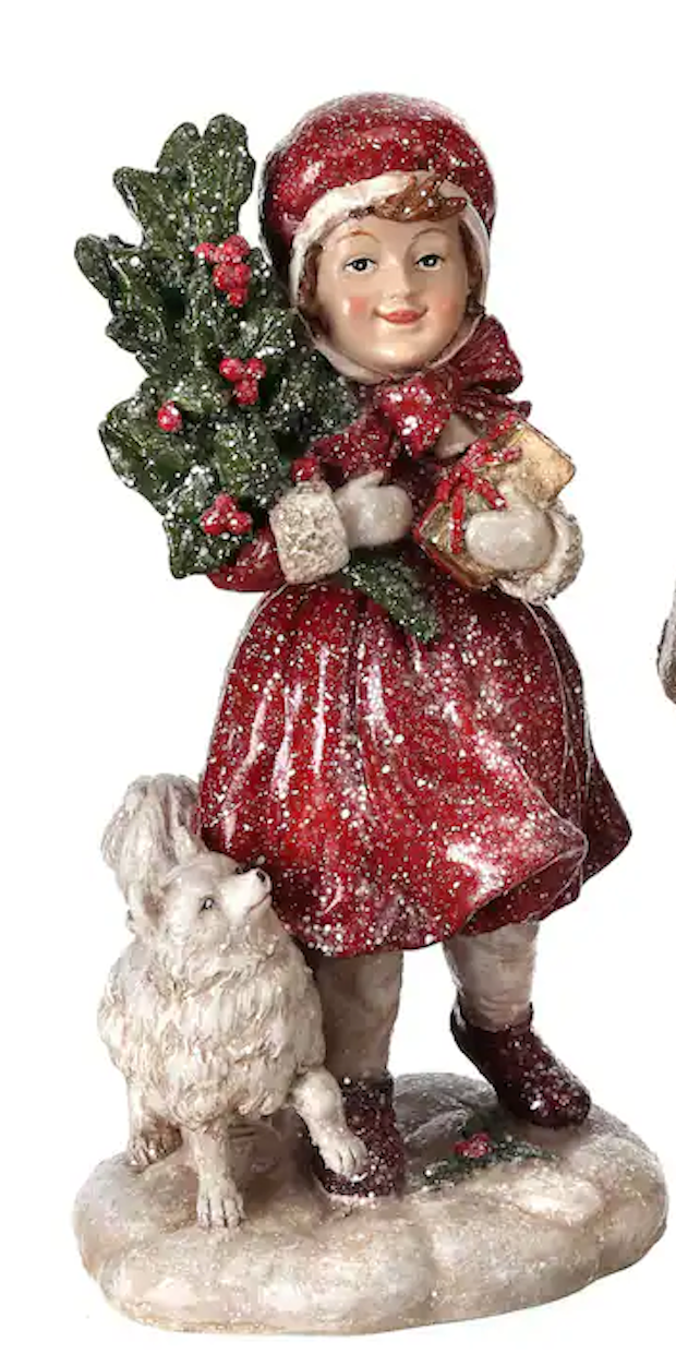 Figuras de Resina de Invierno  Niña y Niño