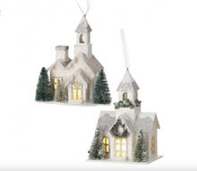 Cargar imagen en el visor de la galería, Adorno Navideño de Iglesia nevada con Luz