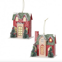 Cargar imagen en el visor de la galería, Adorno Navideño de  casa de pueblo luz led (14cm)