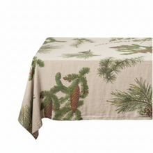 Cargar imagen en el visor de la galería, Mantel de lino  "Shady Conifers" (170x250 cm)
