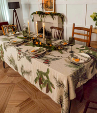 Cargar imagen en el visor de la galería, Mantel de lino  "Shady Conifers" (170x250 cm)