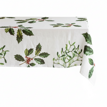 Cargar imagen en el visor de la galería, Mantel de lino  "Holly &amp; Mistletoe Christmas" (170x330 cm)