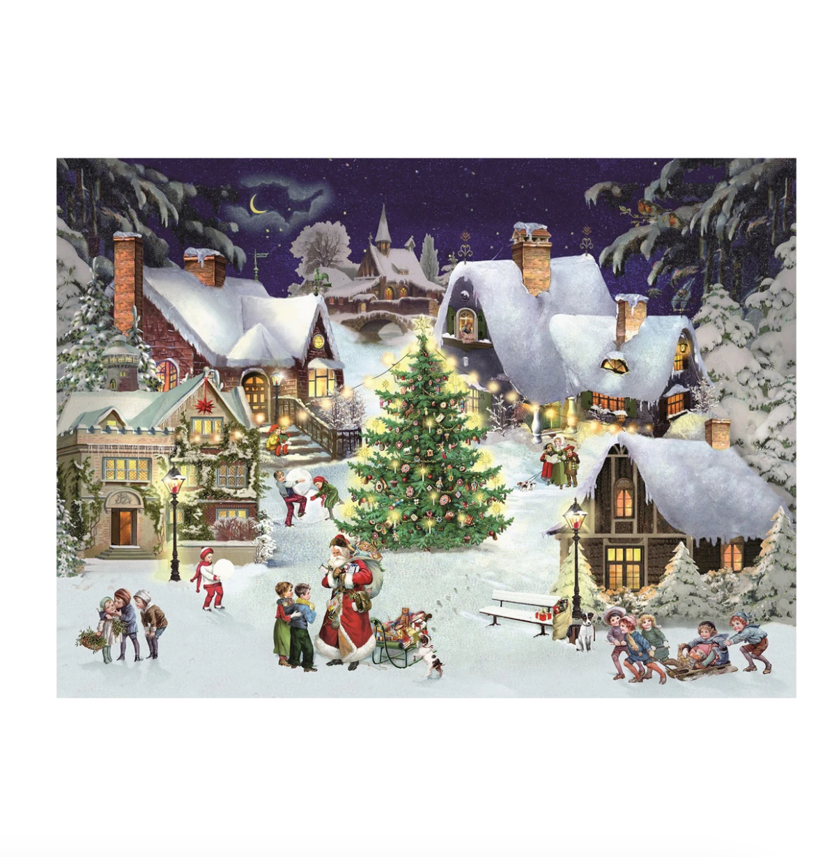 Tarjeta postal y Calendario de Adviento  ¡Pueblo de navidad!
