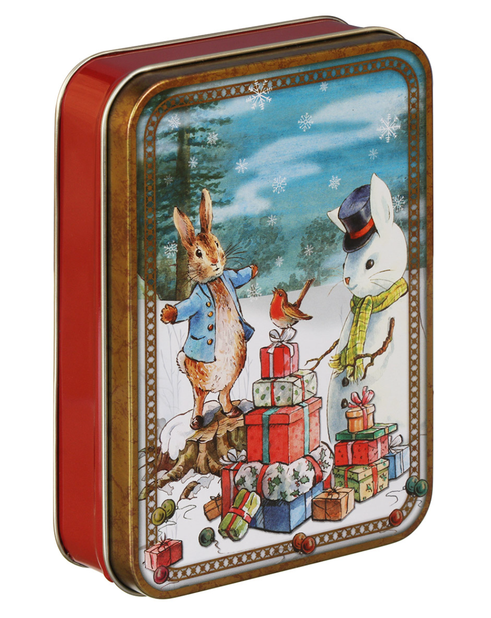 Caja Rectangular pequeña de Metal  Peter Rabbit Christmas