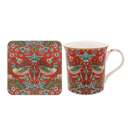 Taza y Posavasos William Morris 'Strawberry Thief'