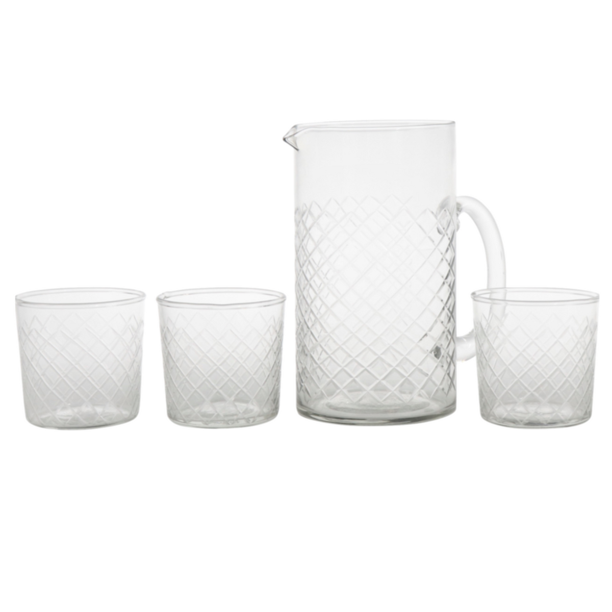 Jarra y vasos de cristal tallado