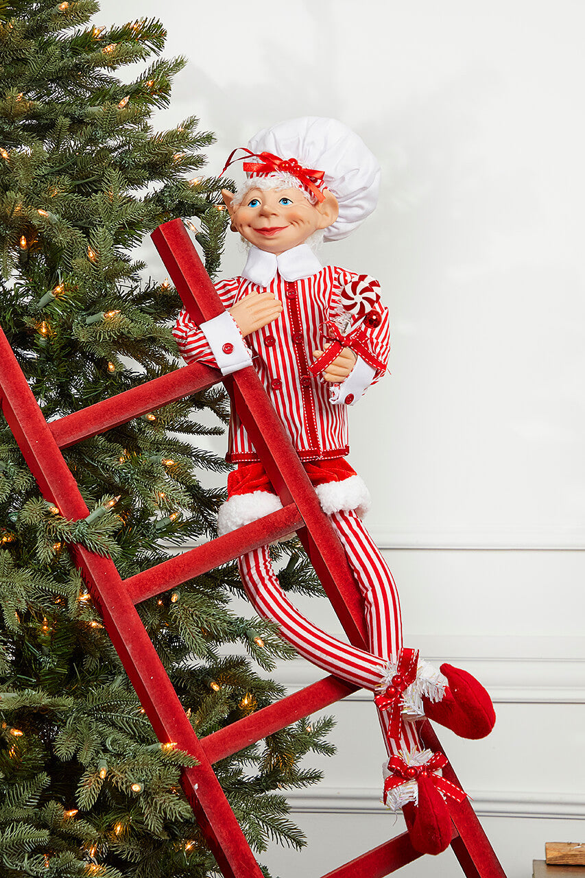 Adornos de figuras de elfos de caramelo