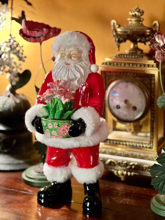 Figura de Papá Noel con tiesto de Amarilis