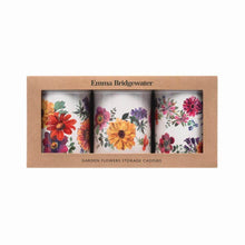 Cargar imagen en el visor de la galería, Set de tres botes diseño flores de jardín
