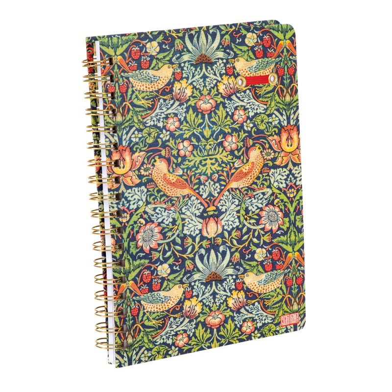 Cuaderno B5 de espiral Strawberry Thief con regla