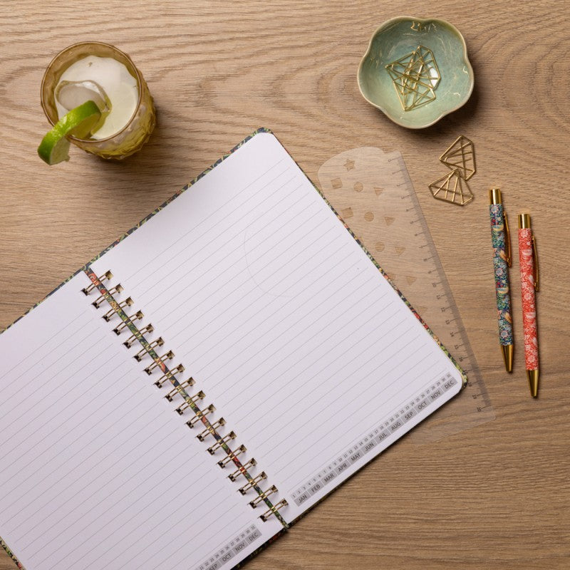 Cuaderno B5 de espiral Strawberry Thief con regla