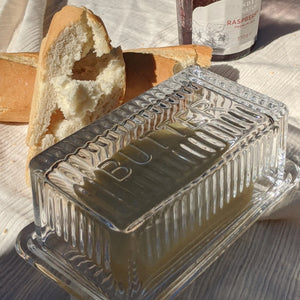 Mantequillero de cristal rectangular