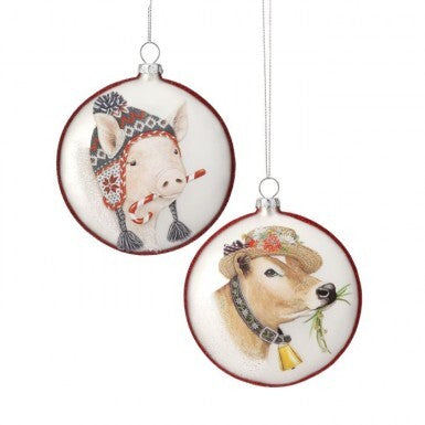 Bolas de Navidad de Cristal con Animales de Granja