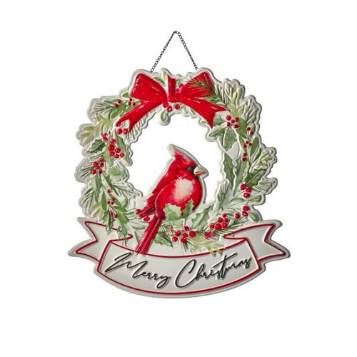 Adorno Metálico 35,5 cm “Merry Christmas” con Cardenal (35,5 cm)