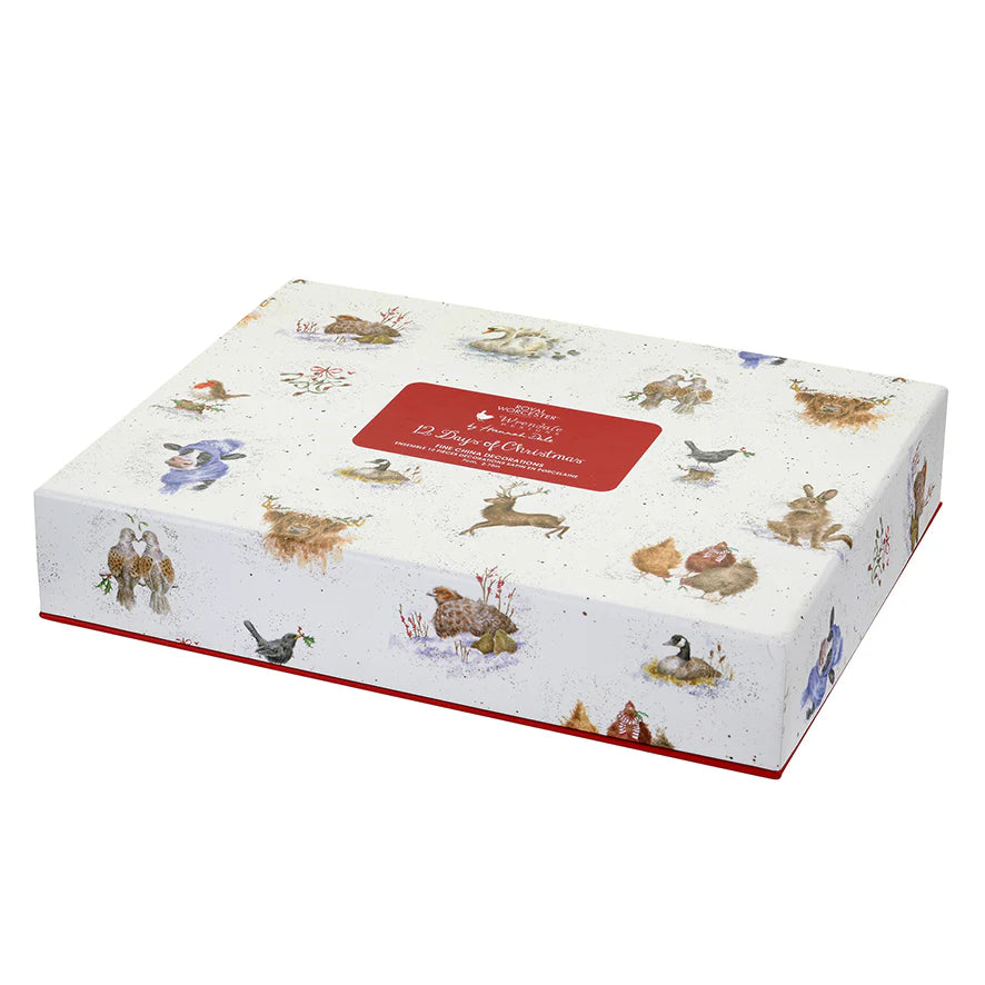 Caja de 12 decoración navideña en porcelana " Los 12 Días de la Navidad "