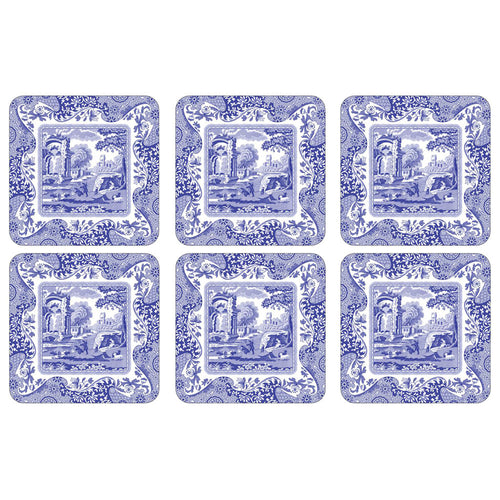 Set de seis posavasos de azulejos diseño Blue Italian