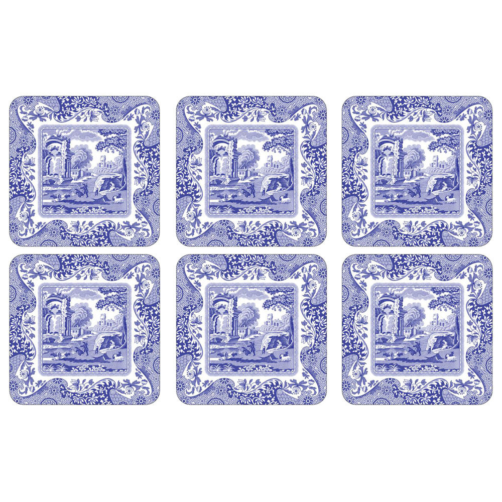 Set de seis posavasos de azulejos diseño Blue Italian