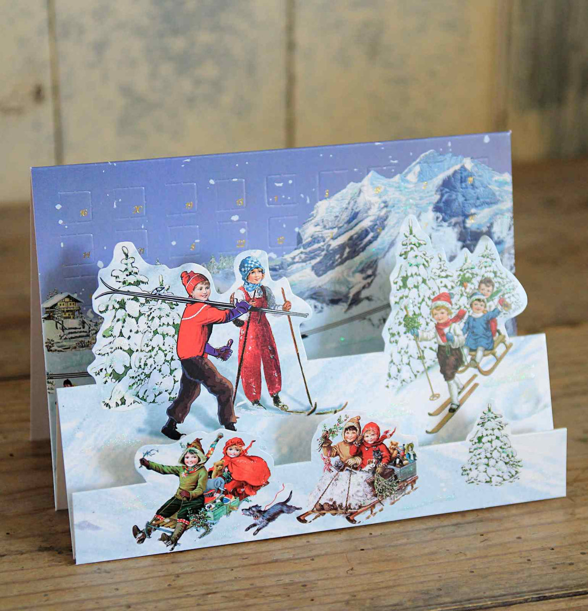 Tarjeta postal y calendario de Adviento Contorneado 3D "Casas victorianas"