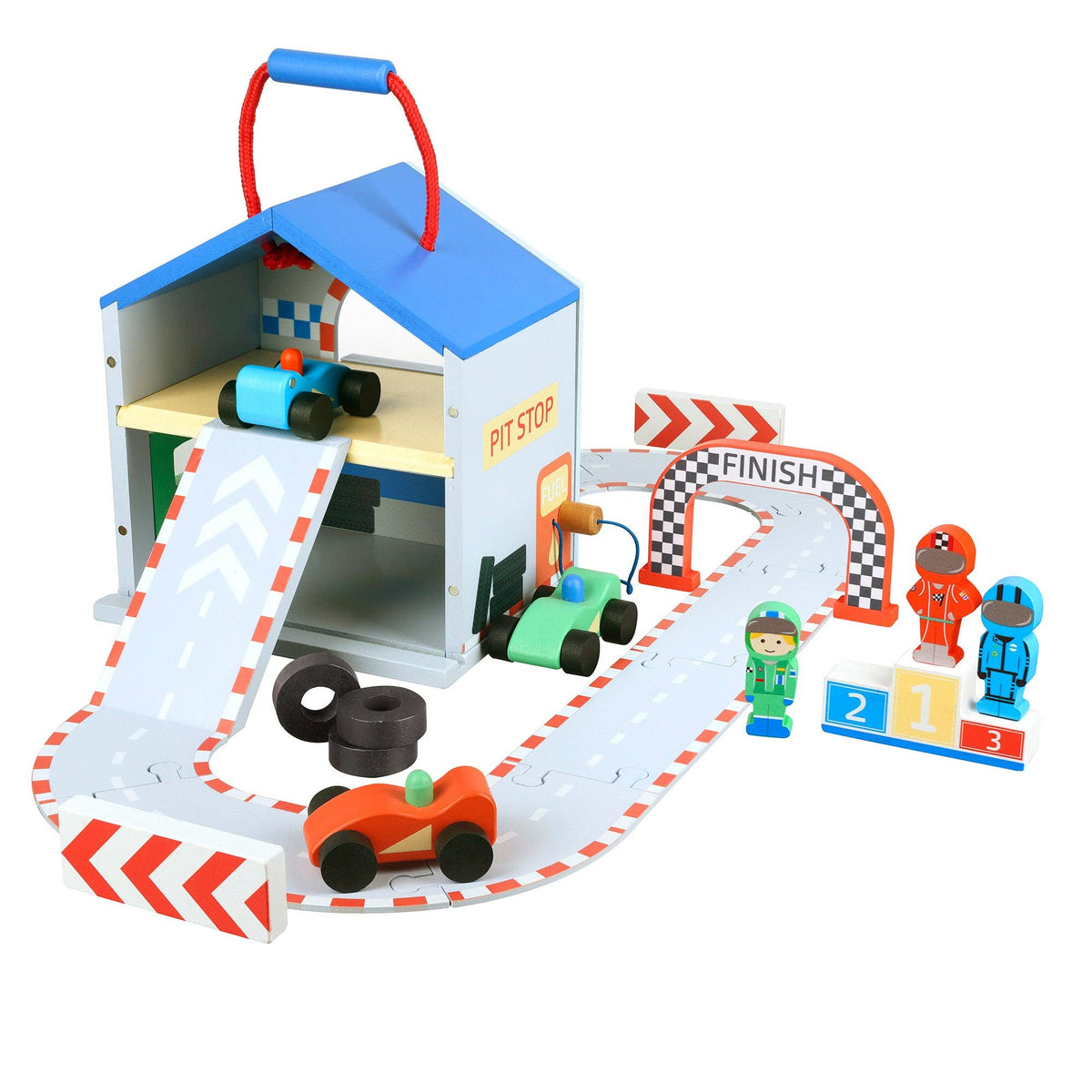Circuito de carreras de madera con coches