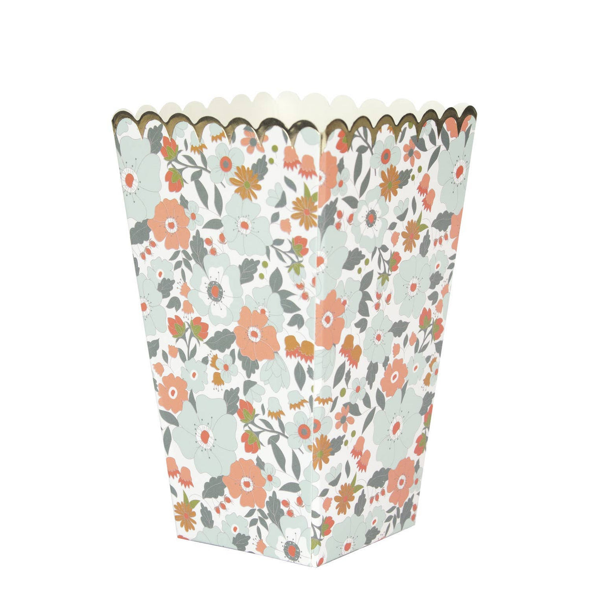 Cajas de palomitas con diseño floral y borde dorado, paquete de 8