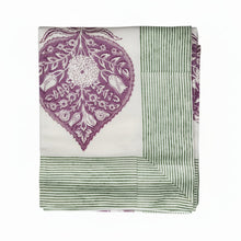 Cargar imagen en el visor de la galería, Mantel estampado a mano Peonía color berenjena 160 x 270 cm