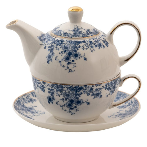Té para uno diseño flores azules