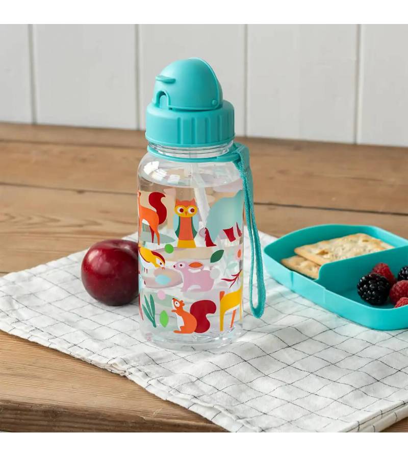 Botella de agua con diseño animales del bosque