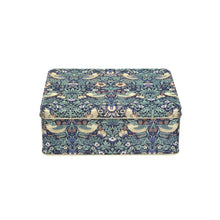 Cargar imagen en el visor de la galería, Caja de lata rectangular con diseño de herrerillos azules y flores de primavera
