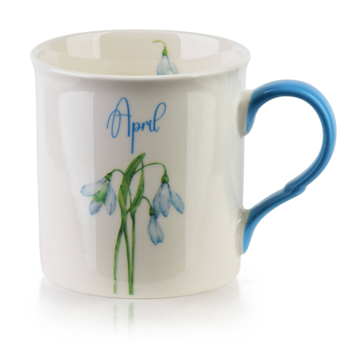 Taza azul porcelana mes de Abril