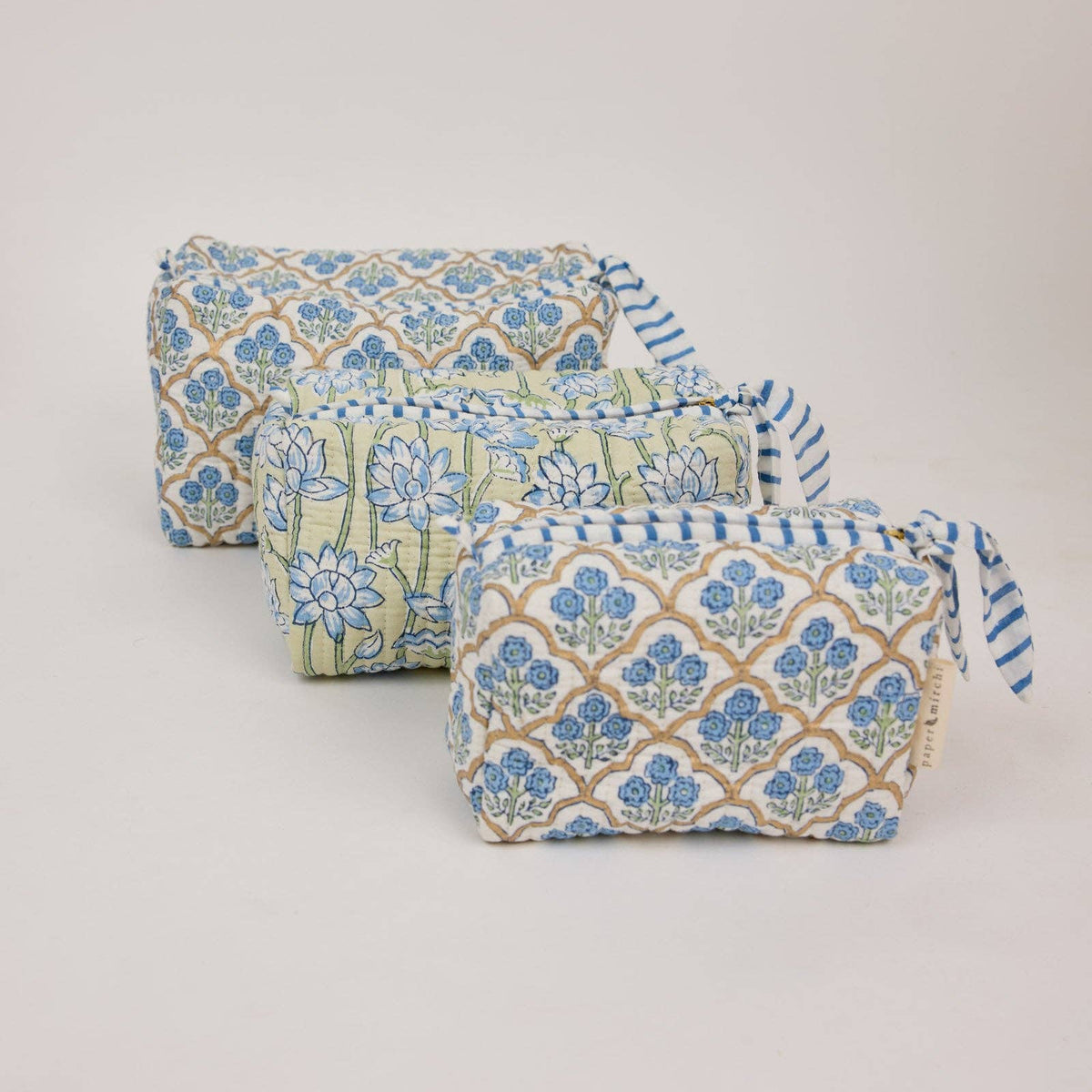 Neceser de Algodón Orgánico  Trellis Indigo azul