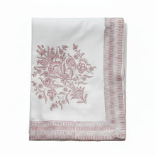 Cargar imagen en el visor de la galería, Mantel Varmala rosa estampado a mano (160 x 340 cm)