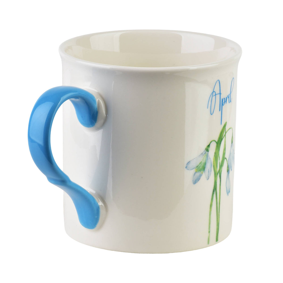 Taza azul porcelana mes de Abril