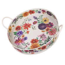 Cargar imagen en el visor de la galería, Bandeja redonda de lata diseño flores de jardín