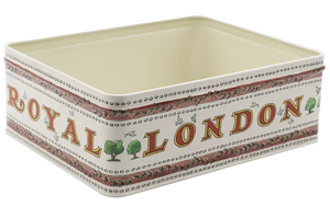 Caja de lata rectangular con diseño Londres