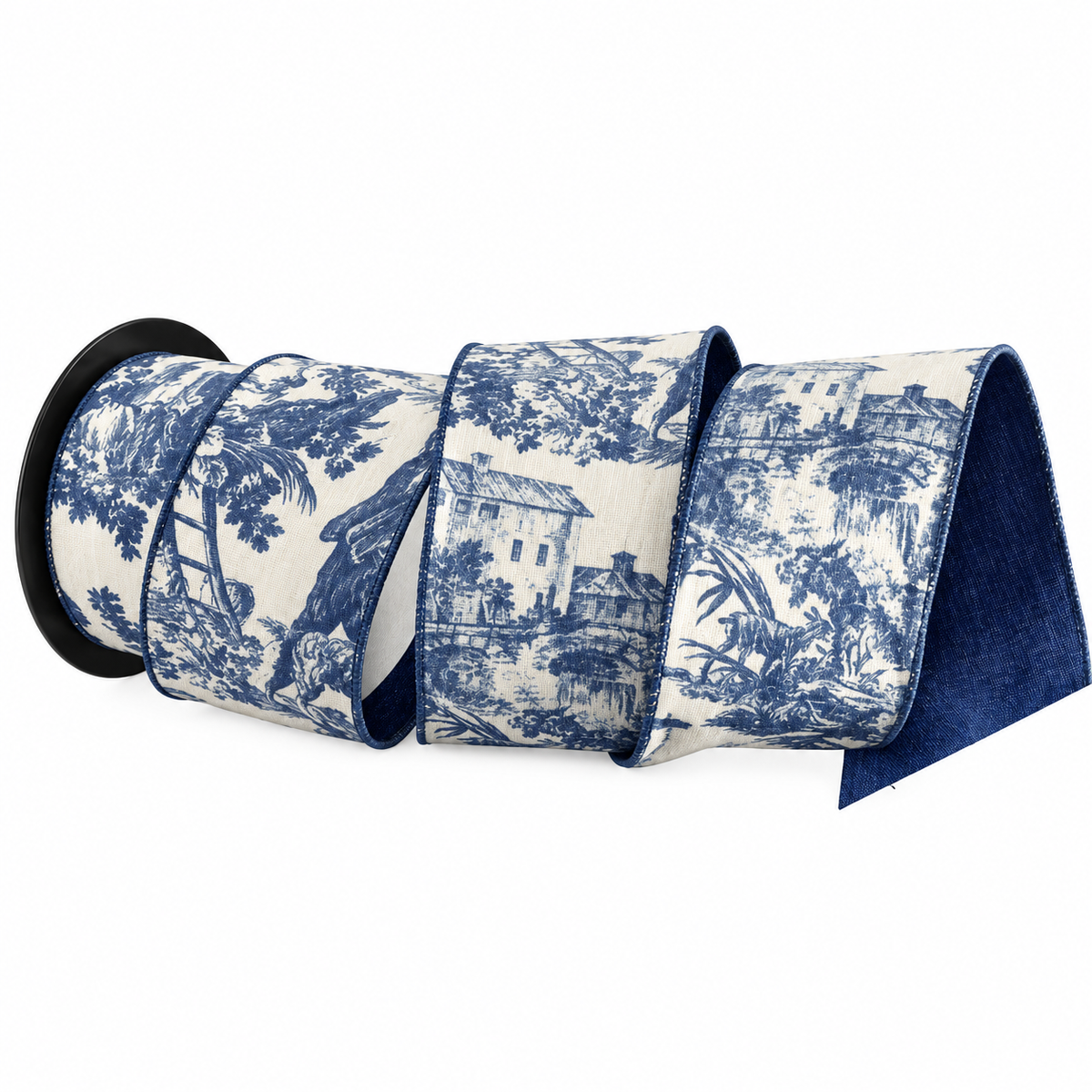 Cinta de Terciopelo Lujoso con Estampado Toile de Jouy (10,16x9,14cm)
