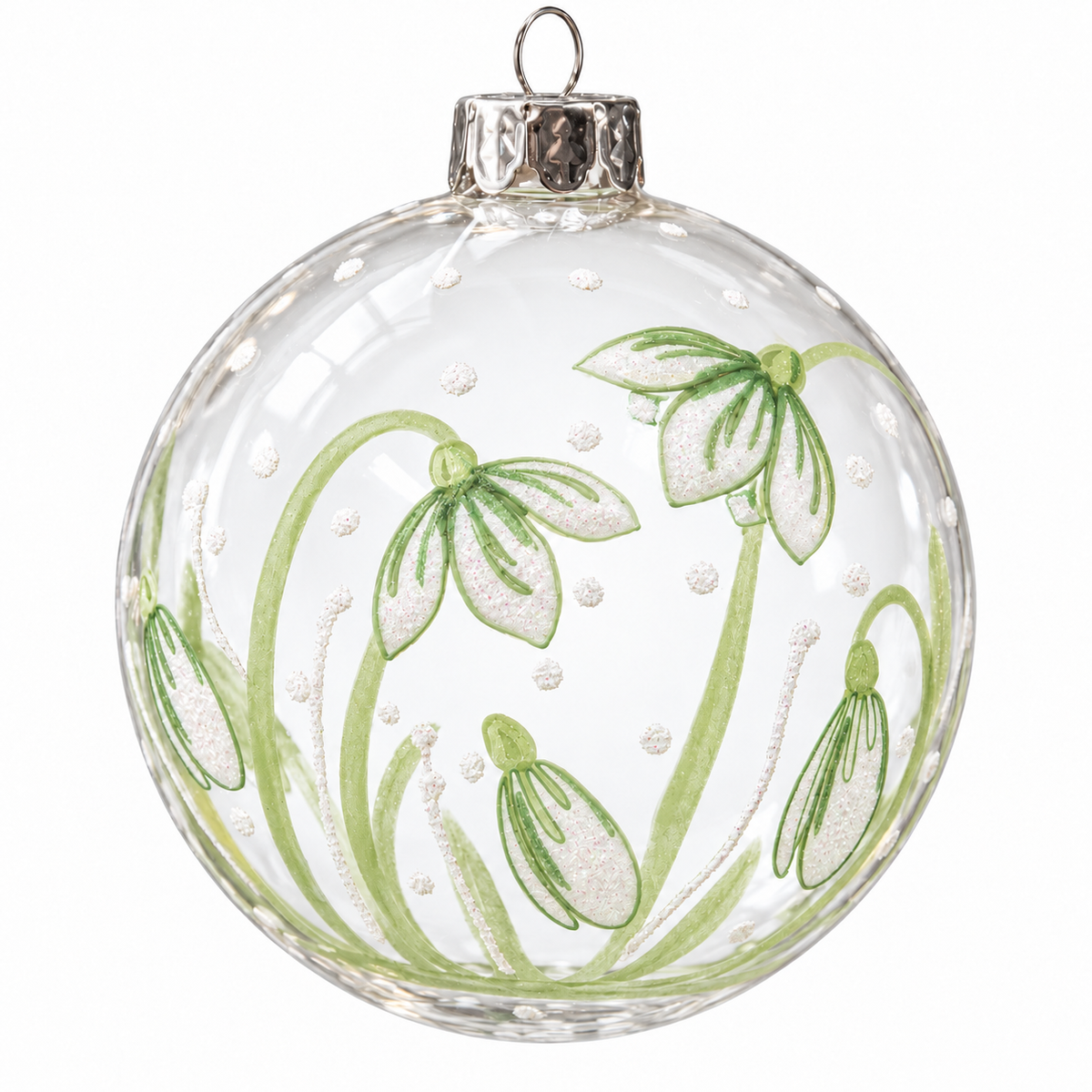 Bola de Navidad de cristal con campanillas de invierno