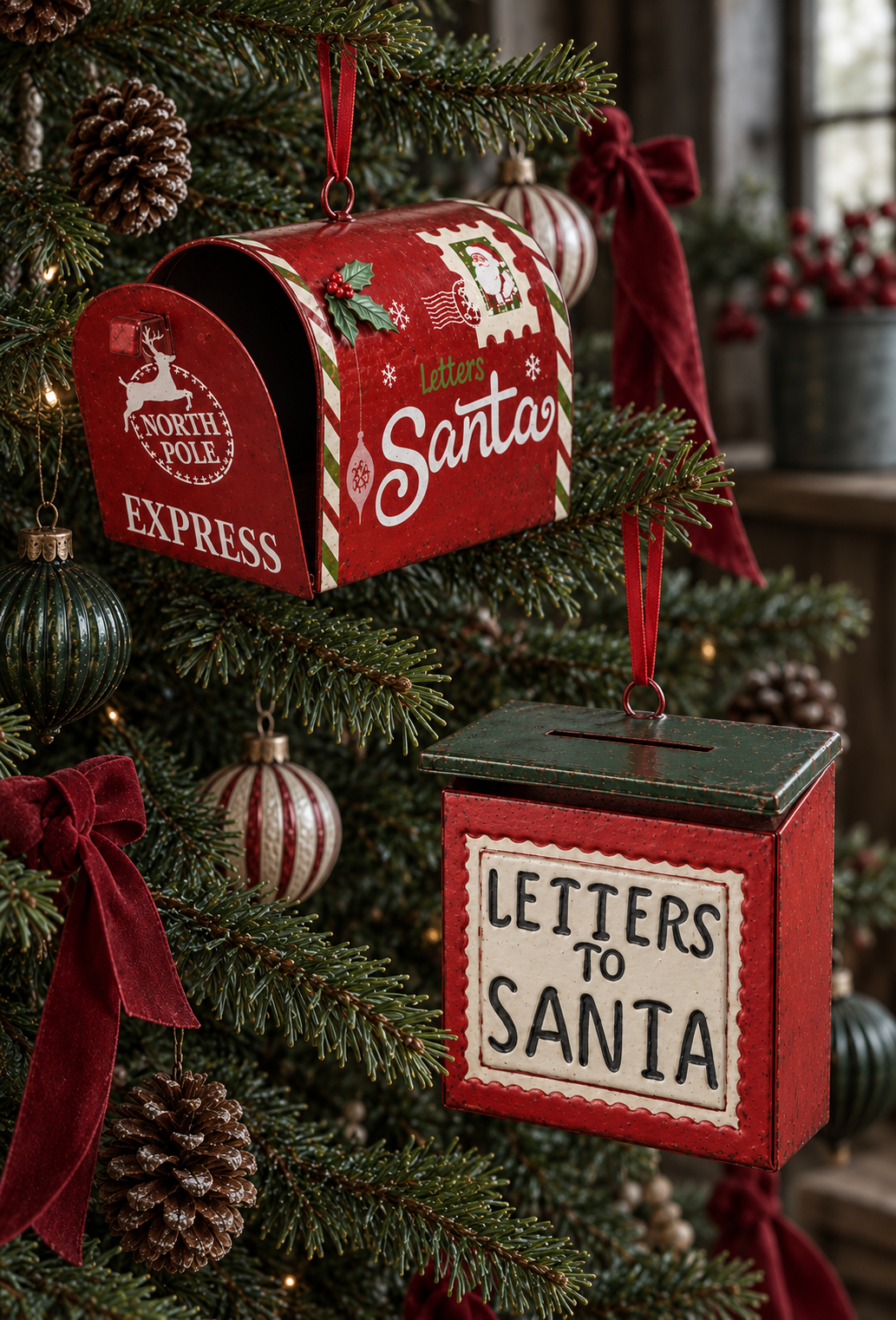 Adornos Buzón Navideño "Cartas a Santa - Polo Norte Express" (14x9cm)