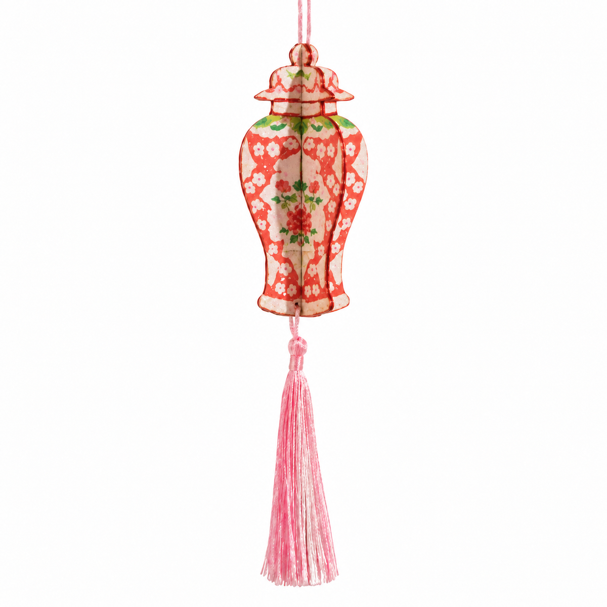 Adornos de árbol de jarrones chinoiserie en cartón