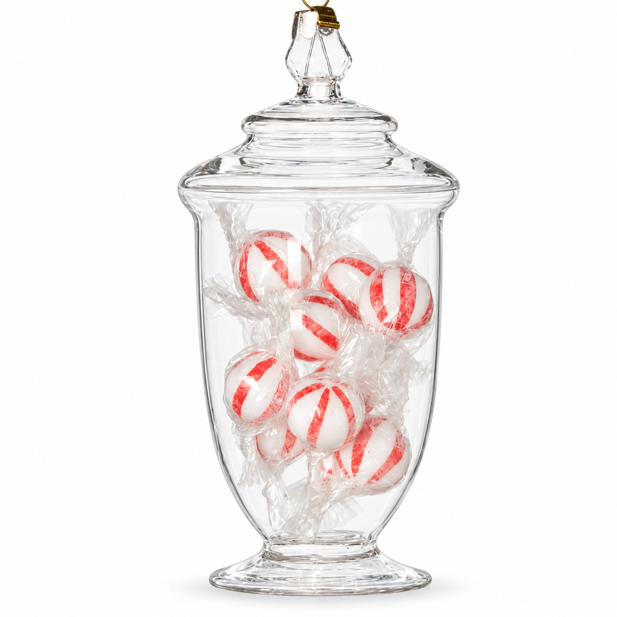 Adorno con forma de bote de cristal con caramelos