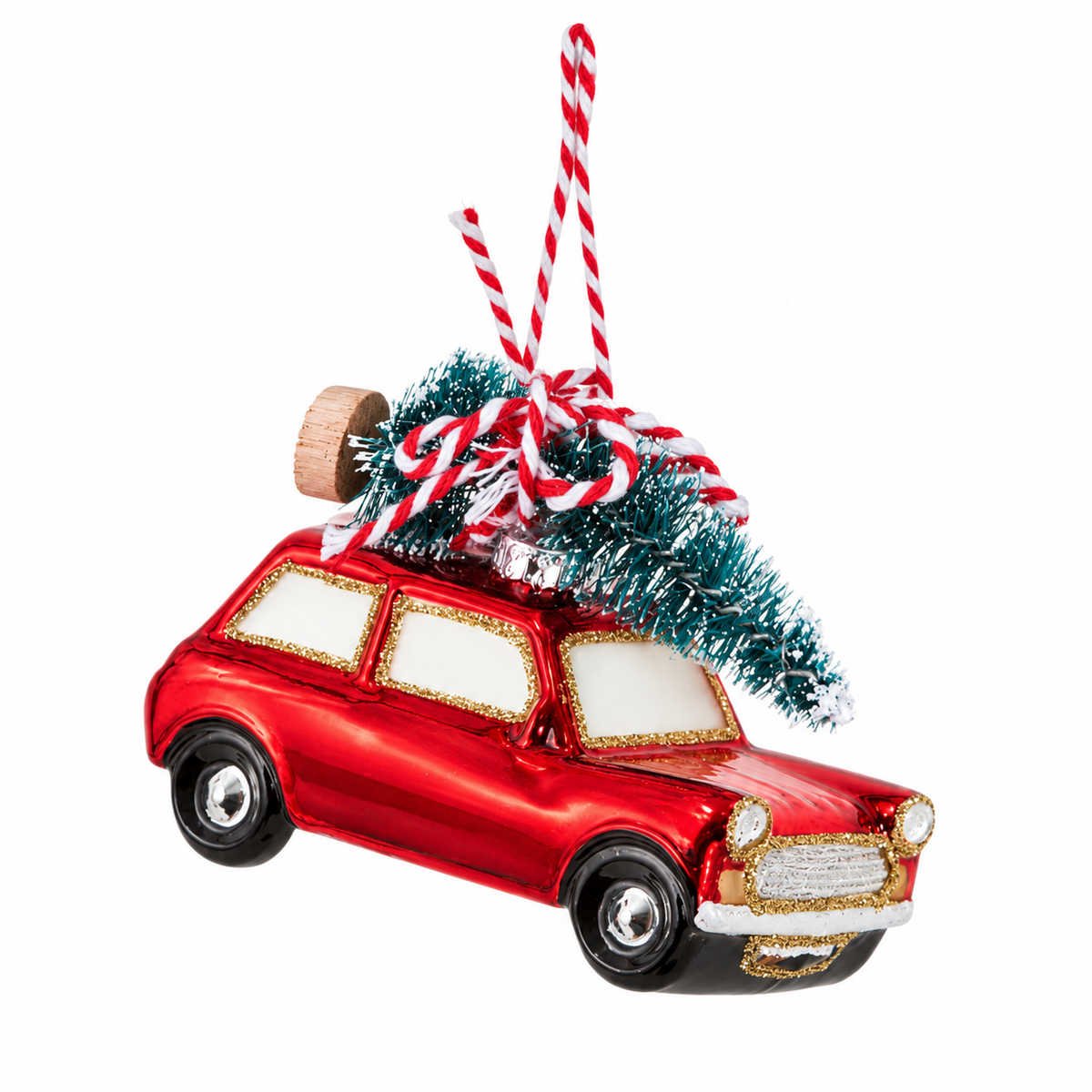 Coche clásico con árbol de Navidad
