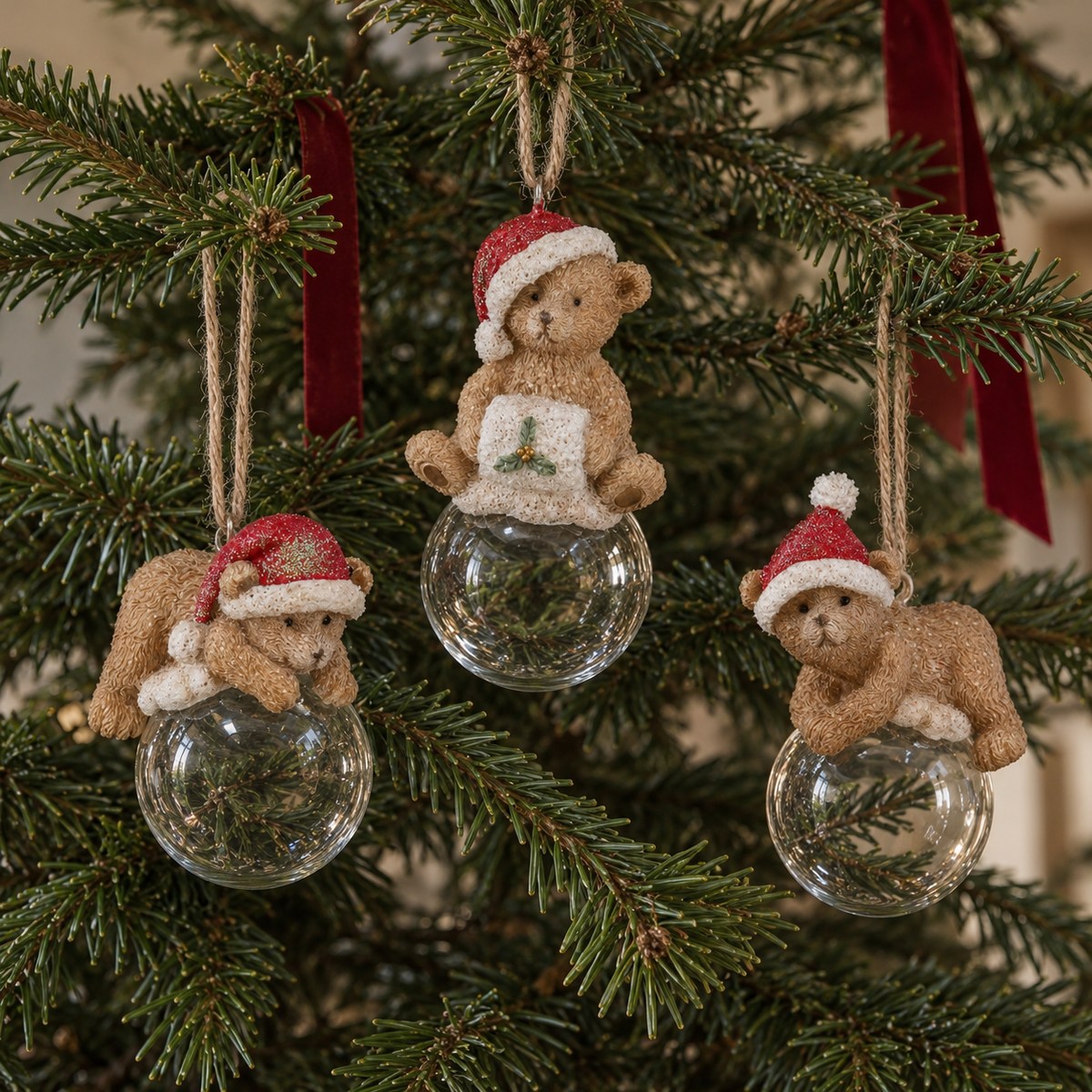 Set de 3 Ositos Navideños en Bola