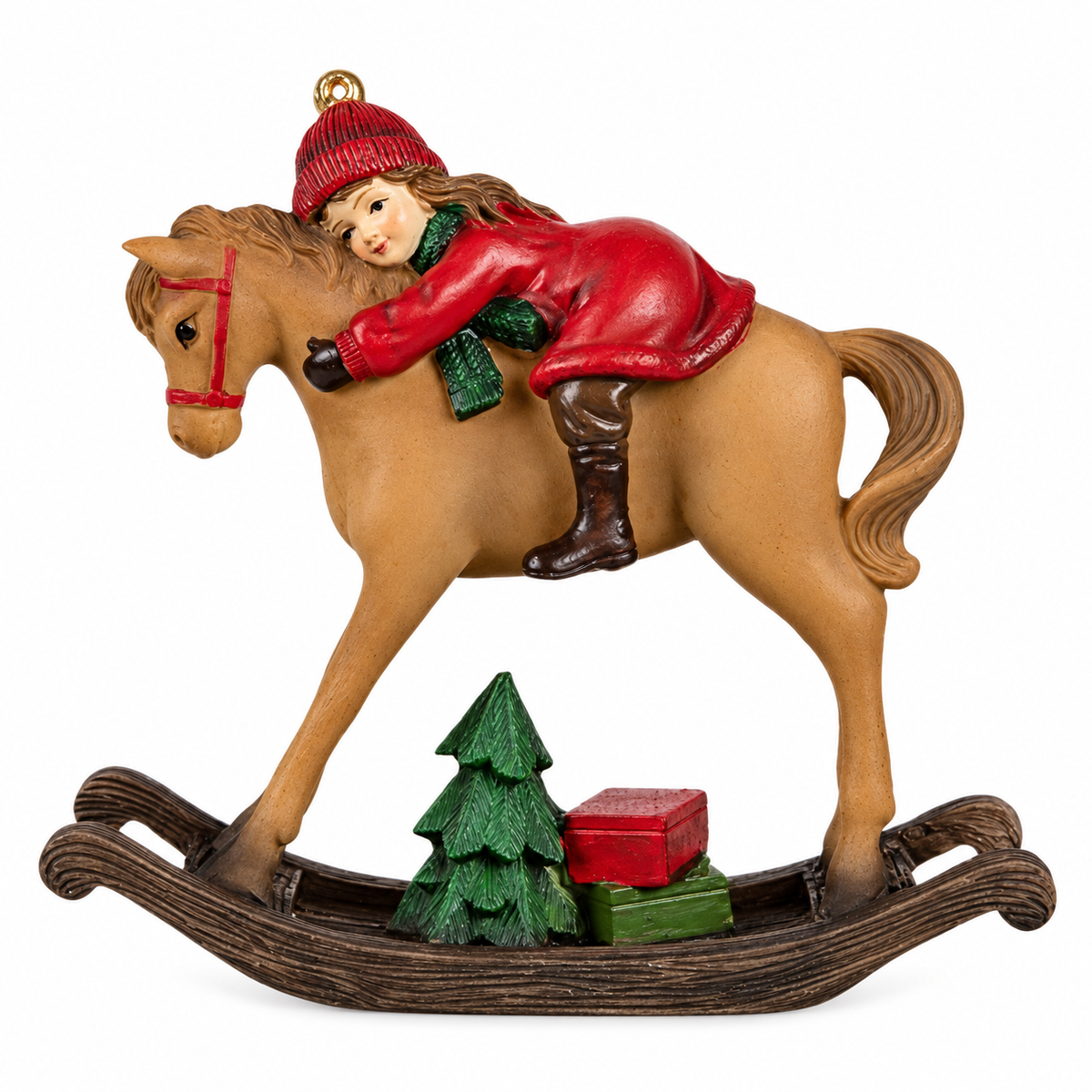 Figura de niña en caballo balancín