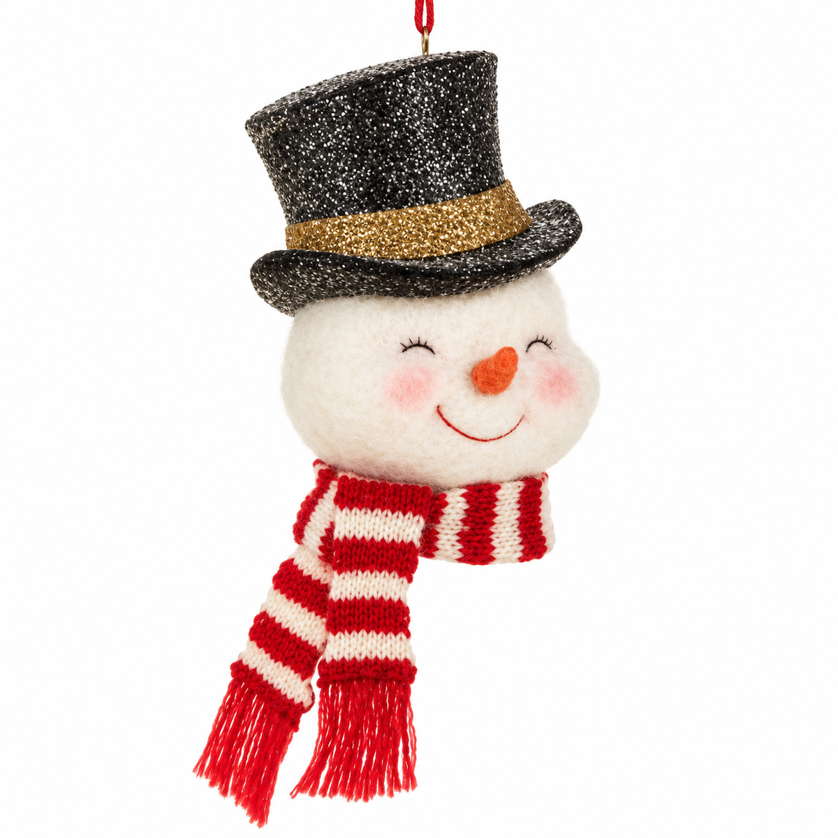 Adorno en forma de muñeco de nieve con sombrero de copa