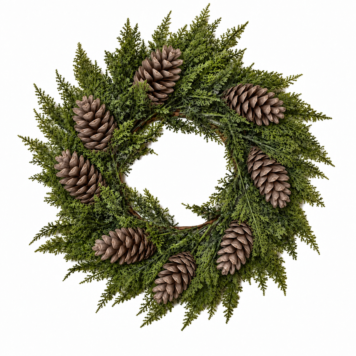 Corona Navideña de Pino con Piñas Naturales – Decoración Clásica para Puertas y Paredes