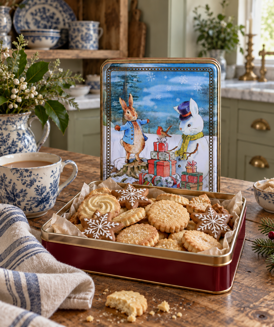 Caja Rectangular grande de Metal Peter Rabbit Christmas